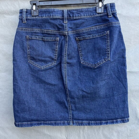 Wrangler Western Blue Jean Mini Skirt Size 8 Button Pockets Country Rodeo Fall - Picture 2 of 5